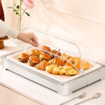 4-SOGA 59x38.5cm Silver Color Ceramic Serving Bowl Chafing Dish for Kitchen Essential