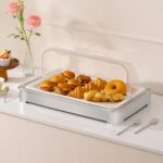 5-SOGA 59x38.5cm Silver Color Ceramic Serving Bowl Chafing Dish for Kitchen Essential