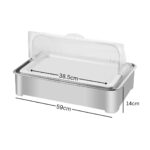 2-SOGA 59x38.5cm Silver Color Ceramic Serving Bowl Chafing Dish for Kitchen Essential