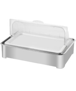 1-SOGA 59x38.5cm Silver Color Ceramic Serving Bowl Chafing Dish for Kitchen Essential