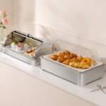 5-SOGA 59x38.5cm Silver Color Ceramic Serving Bowl Chafing Dish for Kitchen Essential