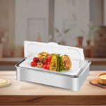6-SOGA 59x38.5cm Silver Color Ceramic Serving Bowl Chafing Dish for Kitchen Essential