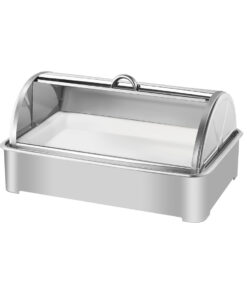 1-SOGA 59x38.5cm Silver Color Ceramic Serving Bowl Chafing Dish for Kitchen Essential