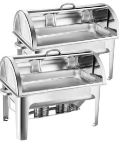 1-SOGA 2X 9L Stainless Steel Full Size Roll Top Chafing Dish Food Warmer