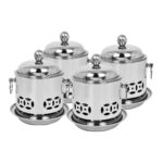 1-SOGA 4X Stainless Steel Mini Asian Buffet Hot Pot Single Person Shabu Alcohol Stove Burner with Lid