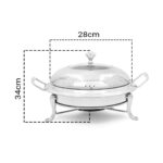 2-SOGA 2X Stainless Steel Round Buffet Chafing Dish Cater Food Warmer Chafer with Glass Top Lid