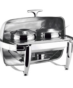 1-SOGA 6.5L Stainless Steel Double Soup Tureen Bowl Station Roll Top Buffet Chafing Dish Catering Chafer Food Warmer Server