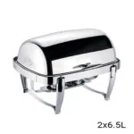 2-SOGA 2X 6.5L Stainless Steel Double Soup Tureen Bowl Station Roll Top Buffet Chafing Dish Catering Chafer Food Warmer Server