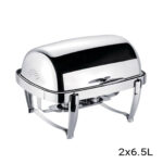 2-SOGA 4X 6.5L Stainless Steel Double Soup Tureen Bowl Station Roll Top Buffet Chafing Dish Catering Chafer Food Warmer Server