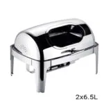 2-SOGA 6.5L Stainless Steel Double Soup Tureen Bowl Station Roll Top Buffet Chafing Dish Catering Chafer Food Warmer Server
