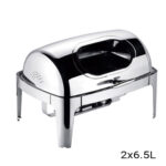 2-SOGA 2X 6.5L Stainless Steel Double Soup Tureen Bowl Station Roll Top Buffet Chafing Dish Catering Chafer Food Warmer Server
