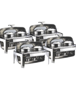 1-SOGA 4X 6.5L Stainless Steel Double Soup Tureen Bowl Station Roll Top Buffet Chafing Dish Catering Chafer Food Warmer Server
