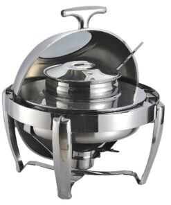1-SOGA 6.5L Stainless Steel Round Soup Tureen Bowl Station Roll Top Buffet Chafing Dish Catering Chafer Food Warmer Server