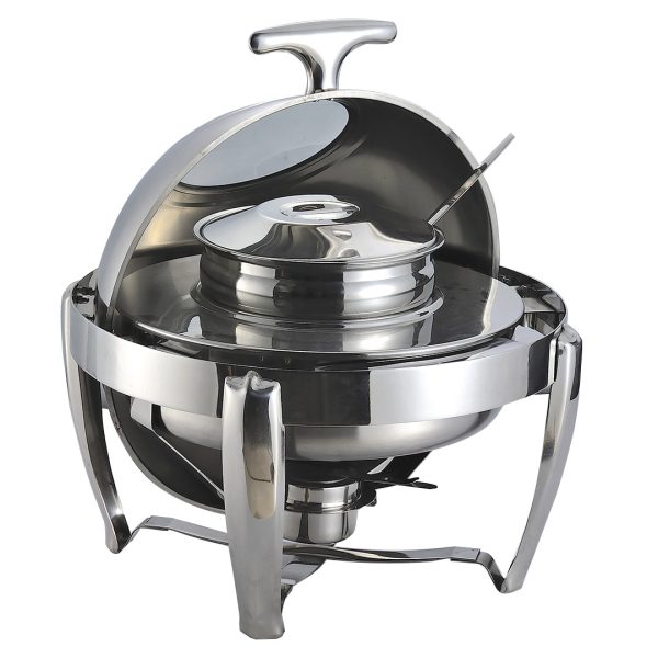 1-SOGA 6.5L Stainless Steel Round Soup Tureen Bowl Station Roll Top Buffet Chafing Dish Catering Chafer Food Warmer Server