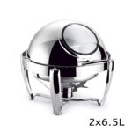 2-SOGA 4X 6.5L Stainless Steel Round Soup Tureen Bowl Station Roll Top Buffet Chafing Dish Catering Chafer Food Warmer Server