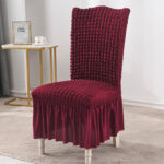 2-SOGA 2X Burgundy Chair Cover Seat Protector with Ruffle Skirt Stretch Slipcover Wedding Party Home Decor