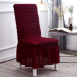 3-SOGA 2X Burgundy Chair Cover Seat Protector with Ruffle Skirt Stretch Slipcover Wedding Party Home Decor