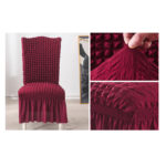 5-SOGA 2X Burgundy Chair Cover Seat Protector with Ruffle Skirt Stretch Slipcover Wedding Party Home Decor