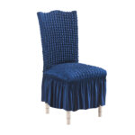 1-SOGA Blue Chair Cover Seat Protector with Ruffle Skirt Stretch Slipcover Wedding Party Home Decor