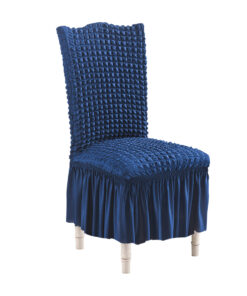 1-SOGA Blue Chair Cover Seat Protector with Ruffle Skirt Stretch Slipcover Wedding Party Home Decor