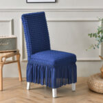 4-SOGA Blue Chair Cover Seat Protector with Ruffle Skirt Stretch Slipcover Wedding Party Home Decor