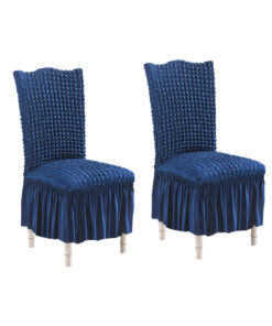 1-SOGA 2X Blue Chair Cover Seat Protector with Ruffle Skirt Stretch Slipcover Wedding Party Home Decor