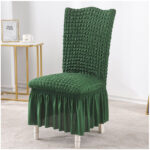 3-SOGA Dark Green Chair Cover Seat Protector with Ruffle Skirt Stretch Slipcover Wedding Party Home Decor