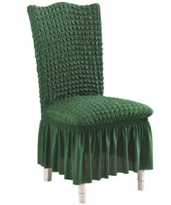 1-SOGA Dark Green Chair Cover Seat Protector with Ruffle Skirt Stretch Slipcover Wedding Party Home Decor