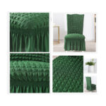 5-SOGA 2X Dark Green Chair Cover Seat Protector with Ruffle Skirt Stretch Slipcover Wedding Party Home Decor