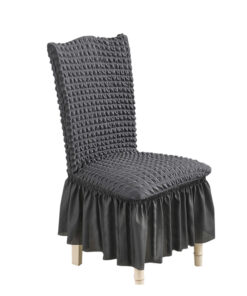 1-SOGA Dark Grey Chair Cover Seat Protector with Ruffle Skirt Stretch Slipcover Wedding Party Home Decor