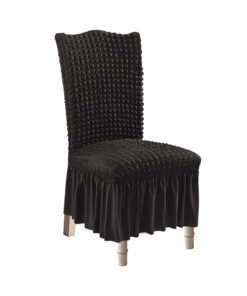 1-SOGA Black Chair Cover Seat Protector with Ruffle Skirt Stretch Slipcover Wedding Party Home Decor