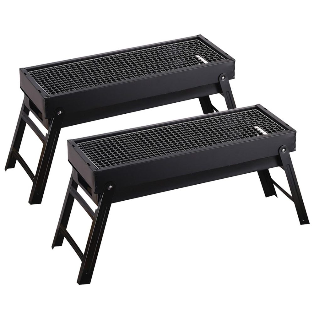 1-SOGA 2X 60cm Portable Folding Thick Box-type Charcoal Grill for Outdoor BBQ Camping