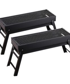1-SOGA 2X 60cm Portable Folding Thick Box-type Charcoal Grill for Outdoor BBQ Camping