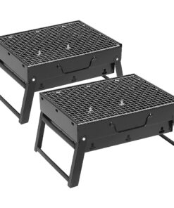 1-SOGA 2X 43cm Portable Folding Thick Box-type Charcoal Grill for Outdoor BBQ Camping