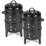 1-SOGA 2X 3 In 1 Barbecue Smoker Outdoor Charcoal BBQ Grill Camping Picnic Fishing
