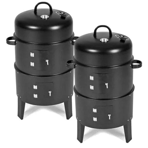 1-SOGA 2X 3 In 1 Barbecue Smoker Outdoor Charcoal BBQ Grill Camping Picnic Fishing