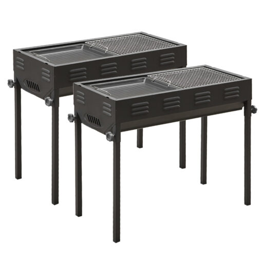 1-SOGA 2X 66cm Portable Folding Thick Box-Type Charcoal Grill for Outdoor BBQ Camping