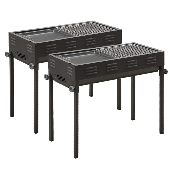 1-SOGA 2X 66cm Portable Folding Thick Box-Type Charcoal Grill for Outdoor BBQ Camping