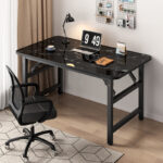2-SOGA 2X 120x60x75cm Black Foldable Computer Study Table Easy Assembly Desk No Chair