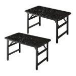1-SOGA 2X 120x60x75cm Black Foldable Computer Study Table Easy Assembly Desk No Chair