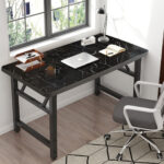 4-SOGA 2X 120x60x75cm Black Foldable Computer Study Table Easy Assembly Desk No Chair