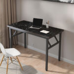 6-SOGA 2X 120x60x75cm Black Foldable Computer Study Table Easy Assembly Desk No Chair