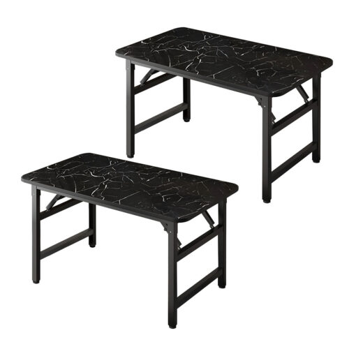 1-SOGA 2X 120x60x75cm Black Foldable Computer Study Table Easy Assembly Desk No Chair