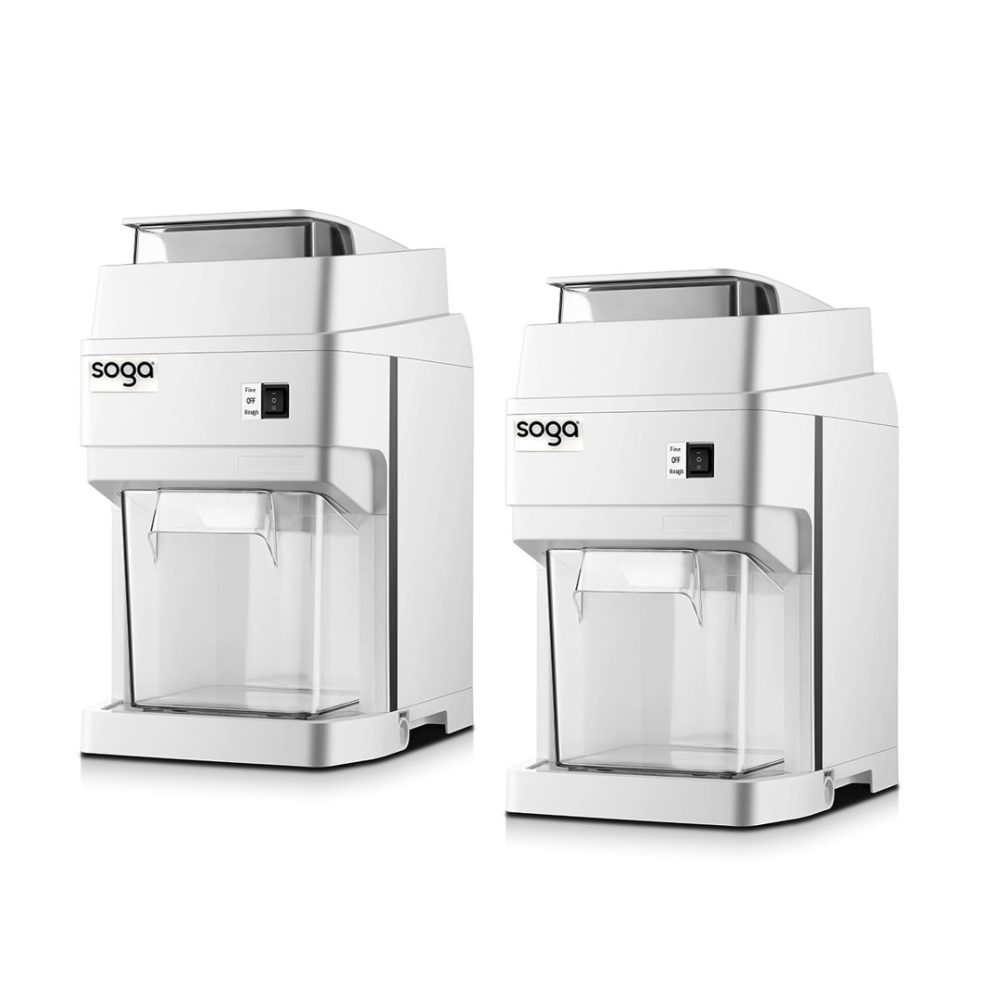 1-SOGA 2X 300 Watts Electric Ice Shaver Crusher Slicer Snow Cone Maker Commercial Tabletop Machine 120kgs/h White