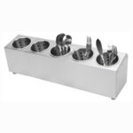1-SOGA 18/10 Stainless Steel Commercial Conical Utensils Cutlery Holder with 5 Holes
