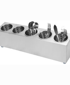 1-SOGA 18/10 Stainless Steel Commercial Conical Utensils Cutlery Holder with 5 Holes