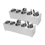 1-SOGA 2X 18/10 Stainless Steel Commercial Conical Utensils Cutlery Holder with 5 Holes
