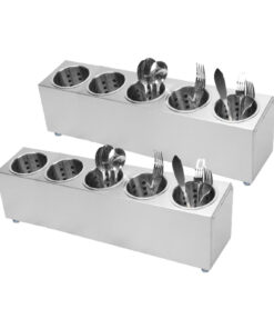 1-SOGA 2X 18/10 Stainless Steel Commercial Conical Utensils Cutlery Holder with 5 Holes