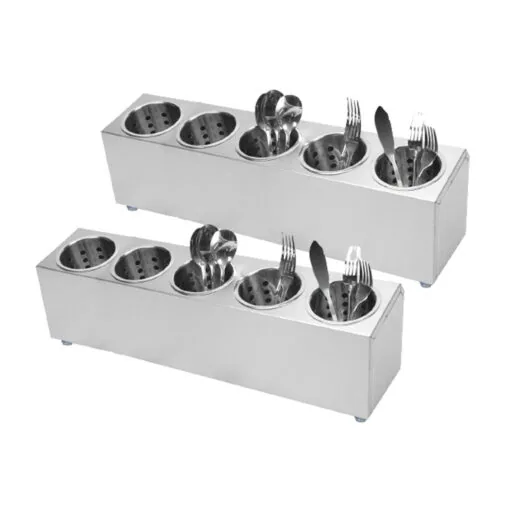 1-SOGA 2X 18/10 Stainless Steel Commercial Conical Utensils Cutlery Holder with 5 Holes