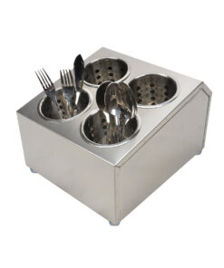 1-SOGA 18/10 Stainless Steel Commercial Conical Utensils Square Cutlery Holder with 4 Holes